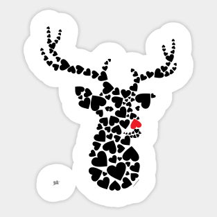 Deer Graphic Hearts Wild Animal Cool Winter Sticker